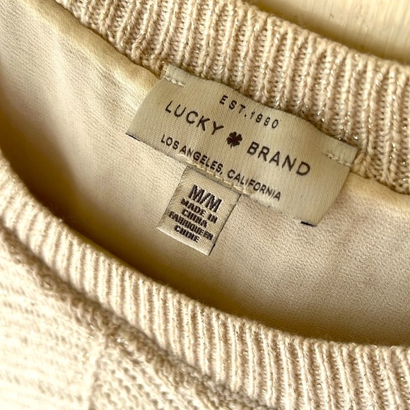 Lucky Brand gold flecked double layer statement sweater in a soft cream - Picture 9 of 10